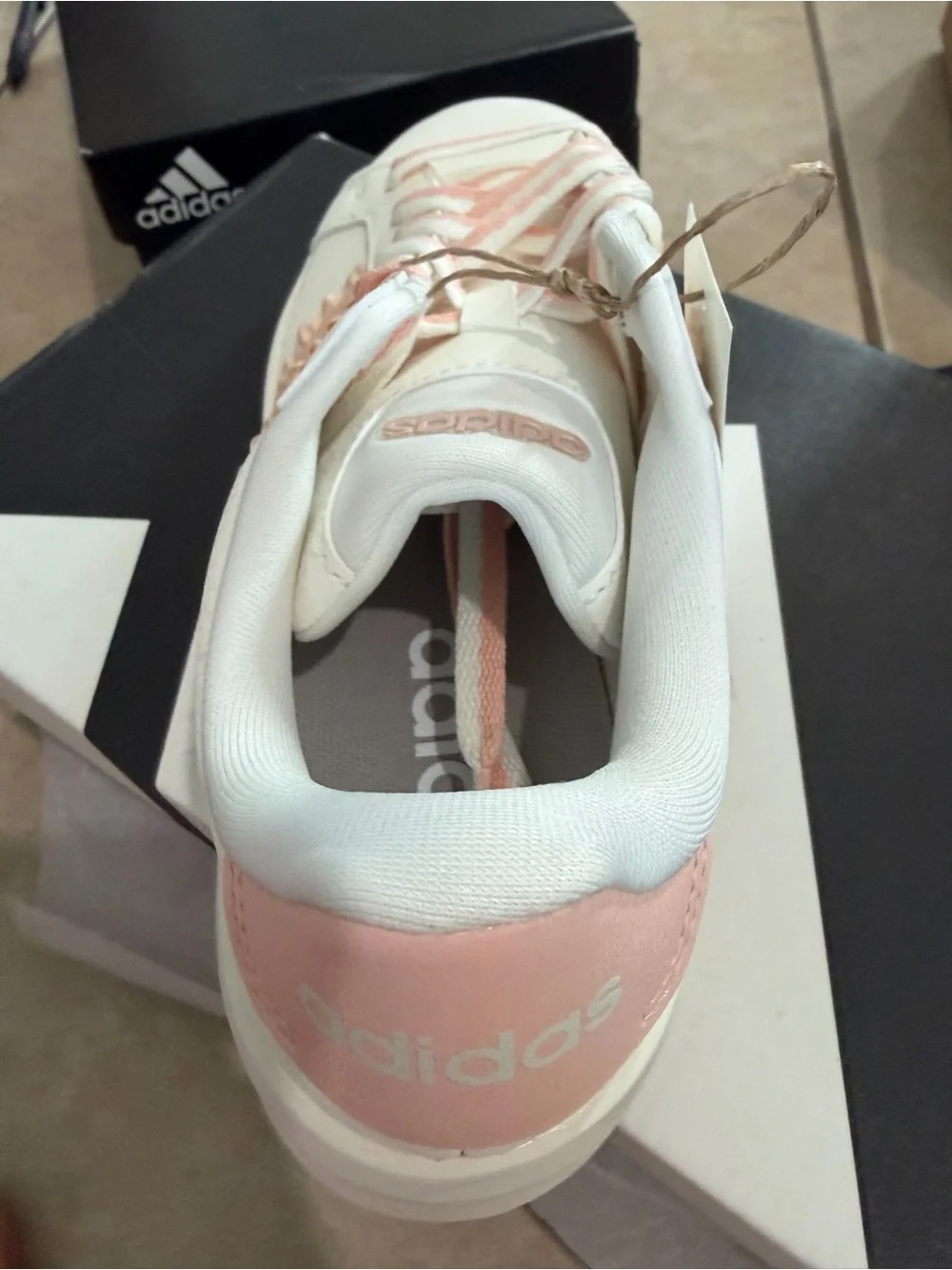Adidas Grand Court 3.0 J White & Pink Ruffle Sneakers – Size 6.5 w and 5 j US